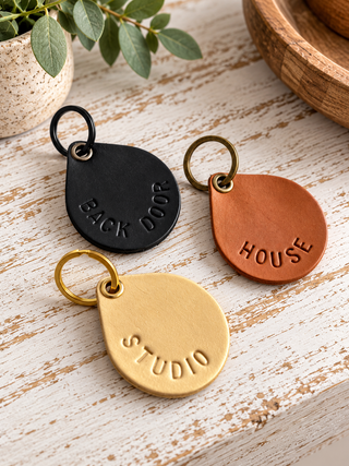 Signature Personalised Leather Keyring.
