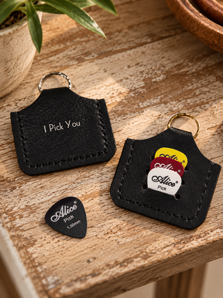 Black Personalised Plectrum Holder Keyring