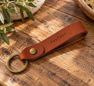 Mini Text Stamped Personalised Loop Leather Keyring