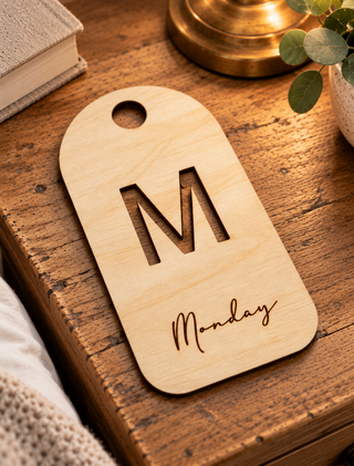 Wooden 7 Days of the week hanger tags