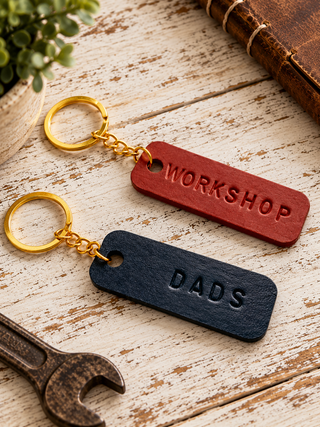 Father's Day Personalised Painted Leather Keyring