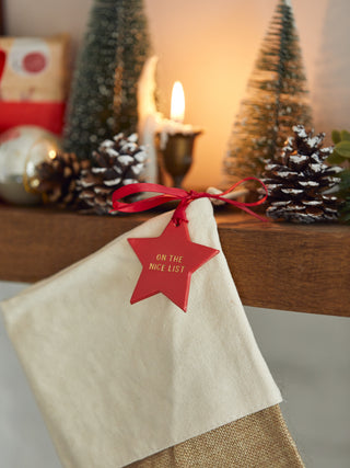 Nice List Leather Label for Stocking or Christmas Eve Basket.
