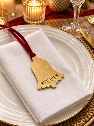 Hand Stamped Personalised Christmas Leather Place Setting