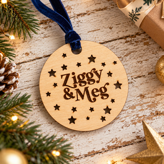 Couples First Name Wooden Christmas Decoration