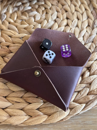 Hand Made Leather Games Night Gift Set-  Deck of Card and Dice Holder.