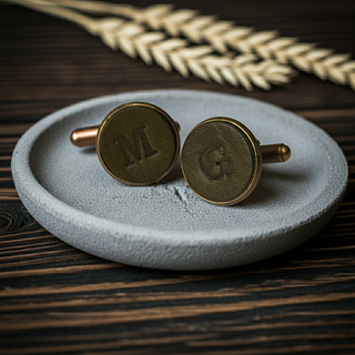 Olive Green Personalised Leather Single Initial Cufflinks