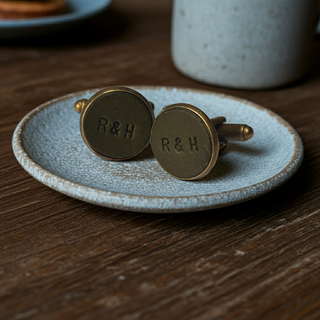 Tan Personalised Leather Initial Cufflinks