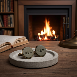 Tan Personalised Leather Initial Cufflinks