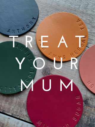Personalised hand-stamped coasters - a special gift for Mums that love a tea or a coffee, or maybe a glass of wine! Treat your Mum with this unique present this Mother's Day