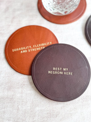 Luxe 3rd Wedding Anniversary Leather Coasters, Father's Day Gift.