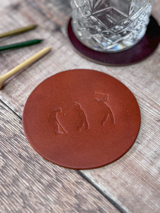 Gift for Golfers, leather coaster golf gift. Perfect Father's Day gift and golf gift for Grandpa.