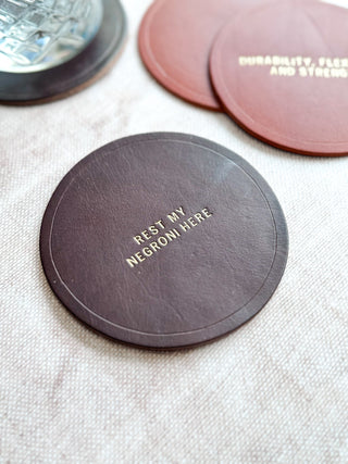 Luxe 3rd Wedding Anniversary Leather Coasters, Father's Day Gift.