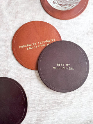 Luxe 3rd Wedding Anniversary Leather Coasters, Father's Day Gift.