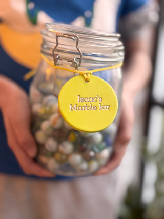 yellow marble jar label
