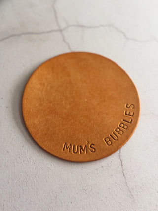 Italian Leather Hand Stamped Leather Coasters For Her