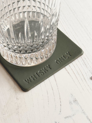 Square Personalised Hand stamped Leather Coaster