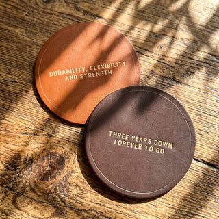 Luxe 3rd Wedding Anniversary Leather Coasters, Father's Day Gift.