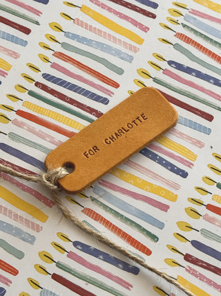 Handmade Leather Birthday Present Gift Labels