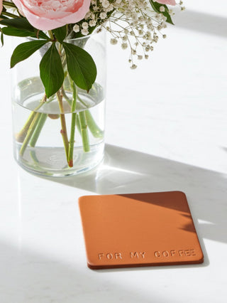 Square Personalised Hand stamped Leather Coaster