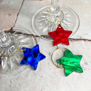 Marble Star Glass Charms set of 6