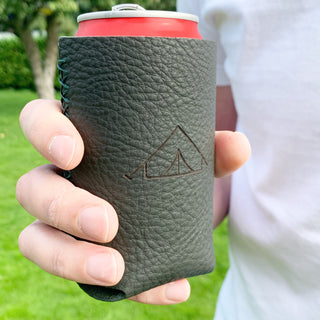 Personalised handmade leather drink sleeve