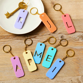 Acrylic Pastel Monogram keyring, keychain, stocking filler. Gift for her, initial gift.