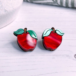 Red Apple Earring Studs by Bright Smoke