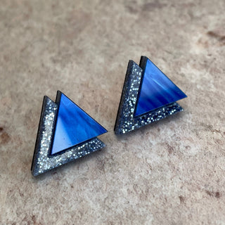 Blue Art Deco Inspired Triangle earrings