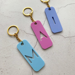 Acrylic Pastel Monogram keyring, keychain, stocking filler. Gift for her, initial gift.
