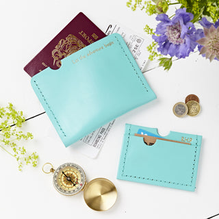 Leather Passport and Card Holder Set