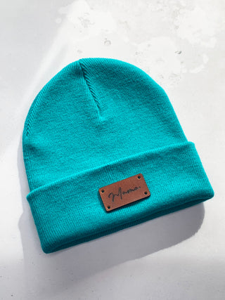 Engraved Logo Leather Tag For Beanie Hat. Great Corporate Gifts