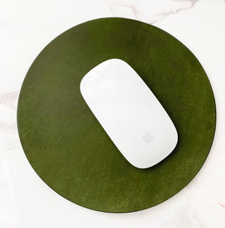 Olive green luxury leather mouse mat