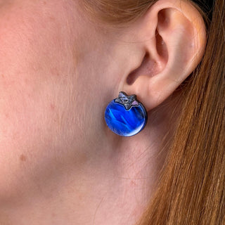 Large blueberry stud earring