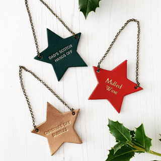 Christmas leather star bottle tag