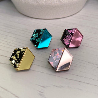 Hexagon studs with glitter detail by Bright Smoke
