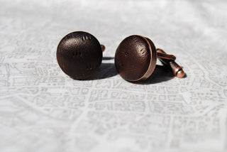 Chocolate Brown textured Leather Cufflinks