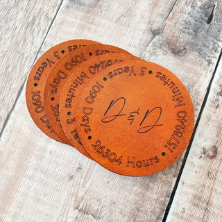 Tan leather coasters 3rd anniversary