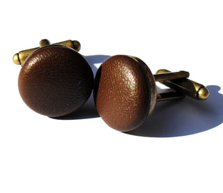 Vintage Bitter Chocolate leather covered cufflinks.