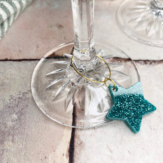 Set of 4 Glitter Glass Charm, perfect for dinner parties