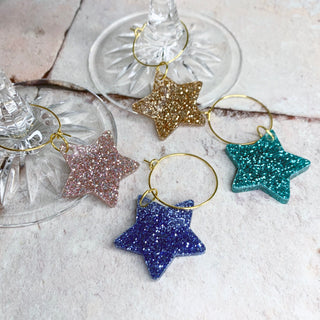 Set of 4 Glitter Glass Charm, perfect for dinner parties