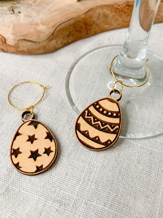 Set of Wooden Easter Egg Glass Charms