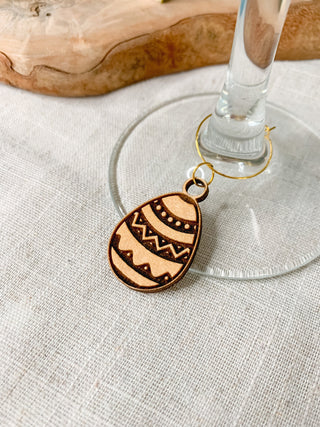 Set of Wooden Easter Egg Glass Charms