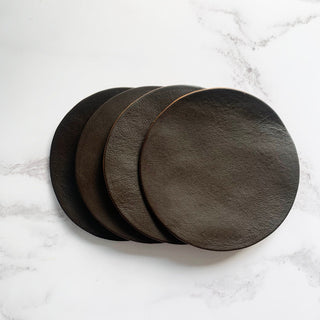 Blank Brown Leather Circle Coasters, Handmade Real Leather Coaster Set, Anniversary Gift, Circle Coasters,
