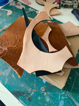 Leather off cuts for crafting, genuine leather. Sustainable.