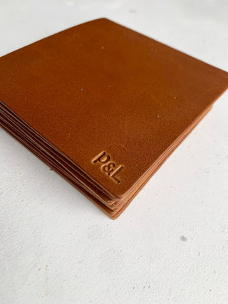 Blank Tan Leather Square Coasters, Handmade Real Leather Coaster Set, Anniversary Gifts