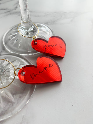 Melting Heart Wine Glass Charm, perfect for Anniversaries or Valentines Day.