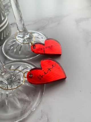 Melting Heart Wine Glass Charm, perfect for Anniversaries or Valentines Day.
