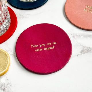 Hand painted leather coaster - Personalised leather gifts - Hand painted gifts for the home - Gifts for the home.