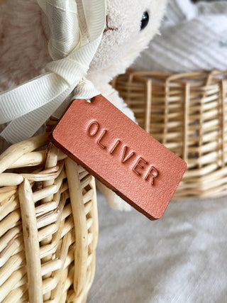 Handmade Personalised Leather Tags, Baby Blanket Tag, Newborn Basket, Welcome Home Gift, Gift For Baby, Baby Hamper Tag.